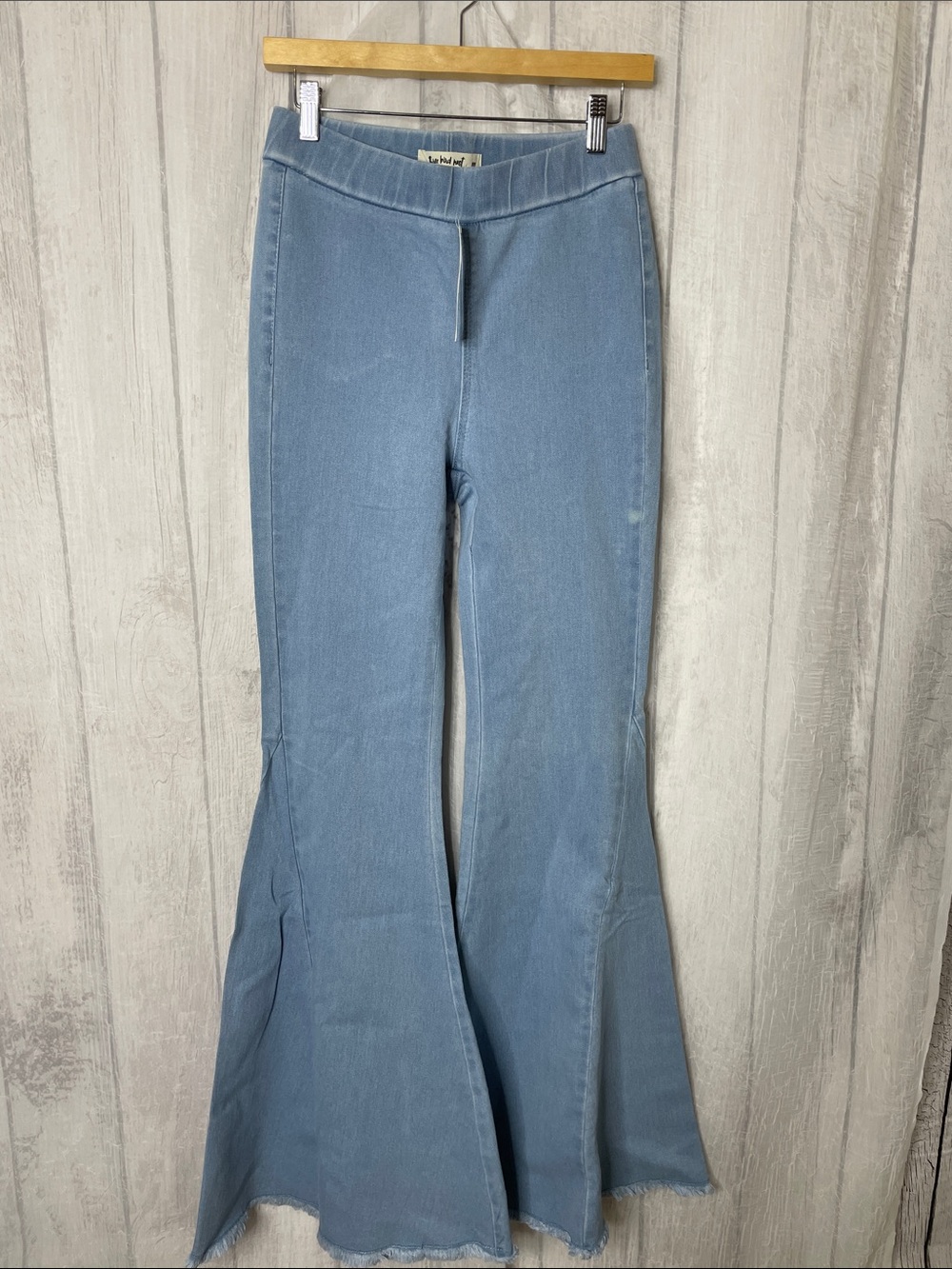 Three Bird Nest Light Blue Flare Pants.
